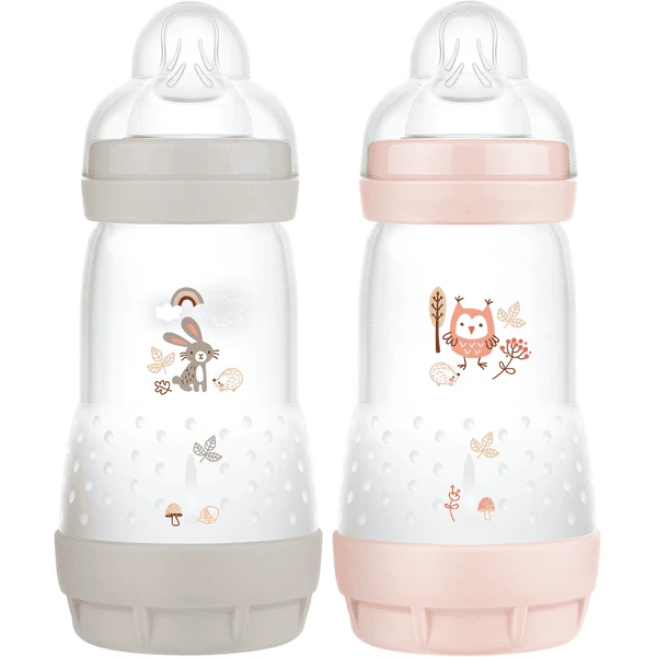 MAM Babyflasche Easy Start Anti Colic-Elements 260 Ml 2 Stück Hase/Eule In Grau/rosa 1 MAM Babyflasche Easy Start Anti Colic-Elements 260 Ml 2 Stück Hase/Eule In Grau/rosa