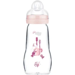 MAM Glasflasche Feel Good 260 Ml Ab 0 Monaten Vogel/Eichhörnchen Rosa